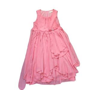 Bow Dream girls youth 14 chiffon diamond rhinestone dress coral peachy pink form